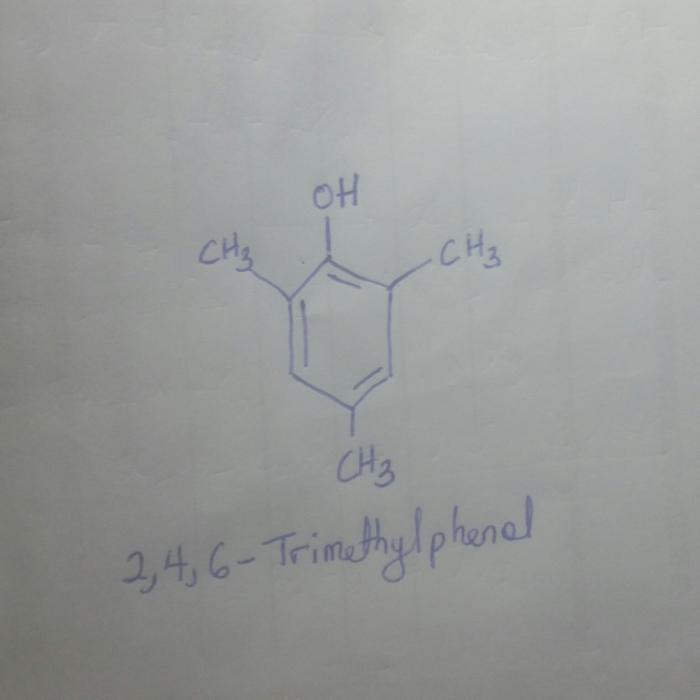 Draw the structure for 2 4 6 trimethylphenol