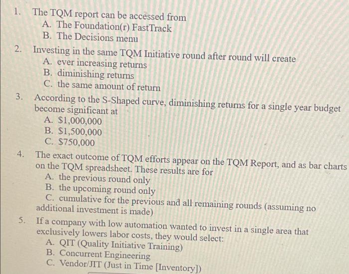 The tqm report can be accessed from the