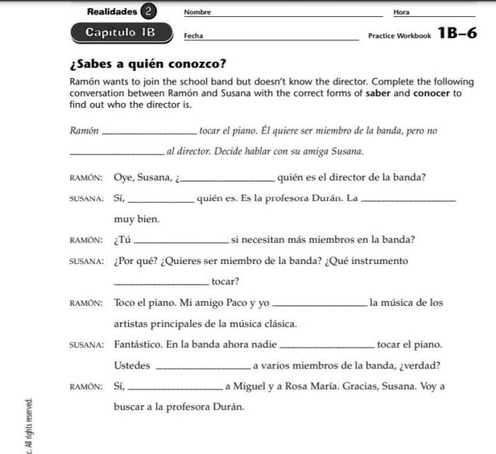 Spanish 2 realidades workbook answers