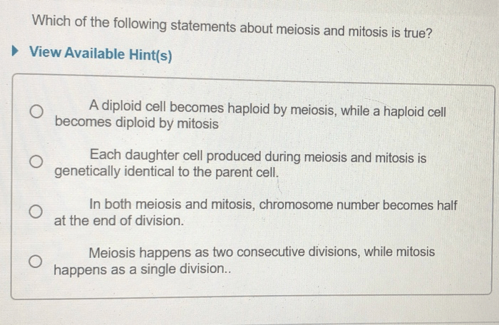 Which of the following statements is true of meiosis